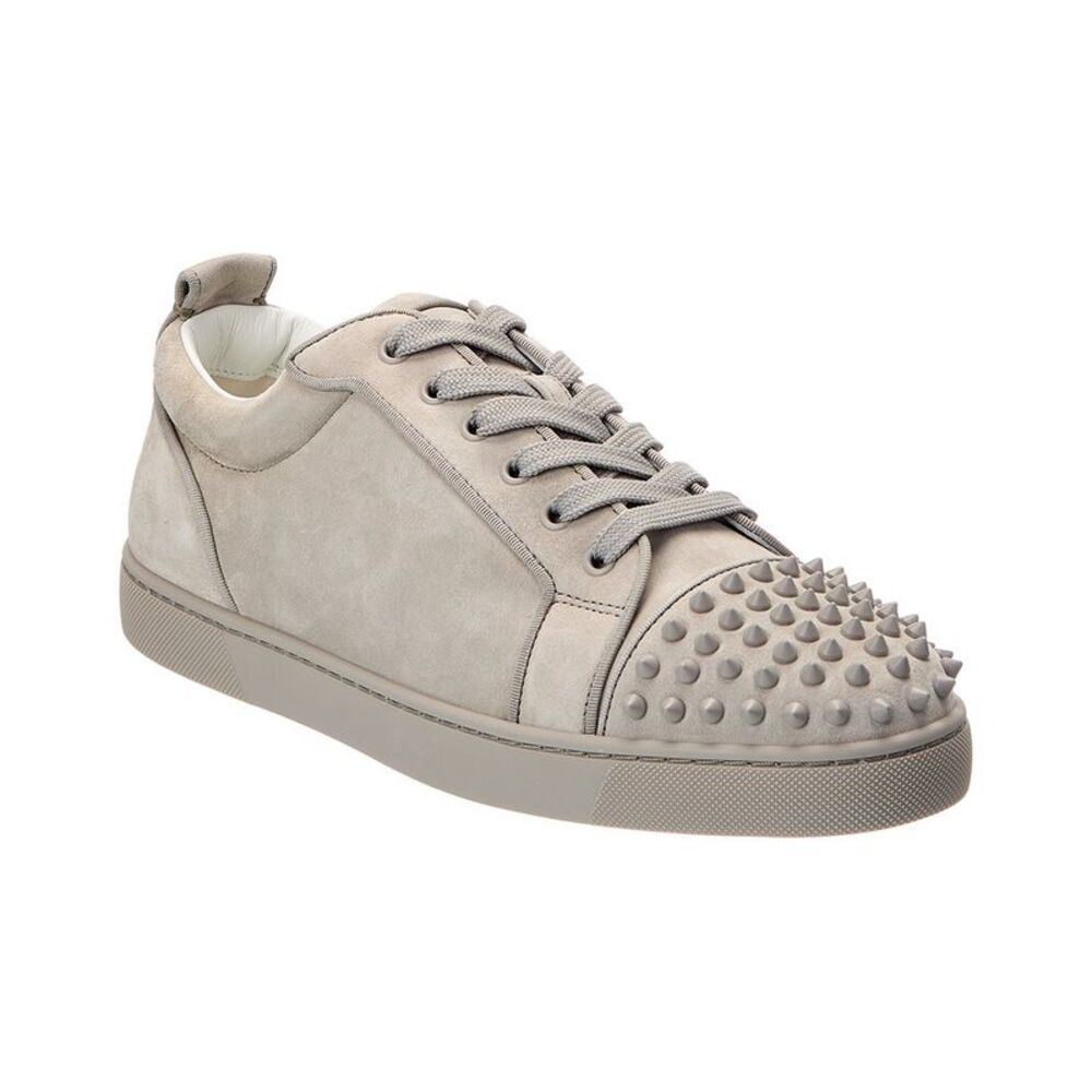 Christian Louboutin Louis Junior Spikes Orlato Suede Sneaker, Grey